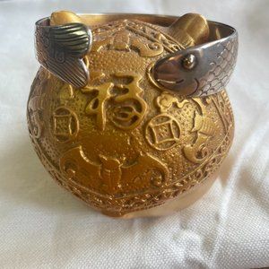 PRE-OWNED Eden Hand Arts Cuff Cape Cod Fish Bracelet With 14k Gold Eye -MEDIUM